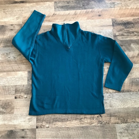 Vintage Carreau Sport Deep Teal 1/4 Zip Sweater Small - Picture 1 of 6